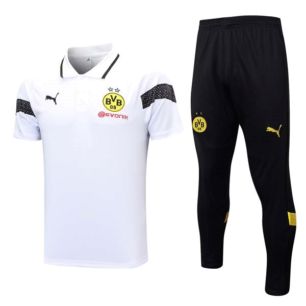 Polo Borussia Dortmund Conjunto Completo 2023/2024 Blanco Negro